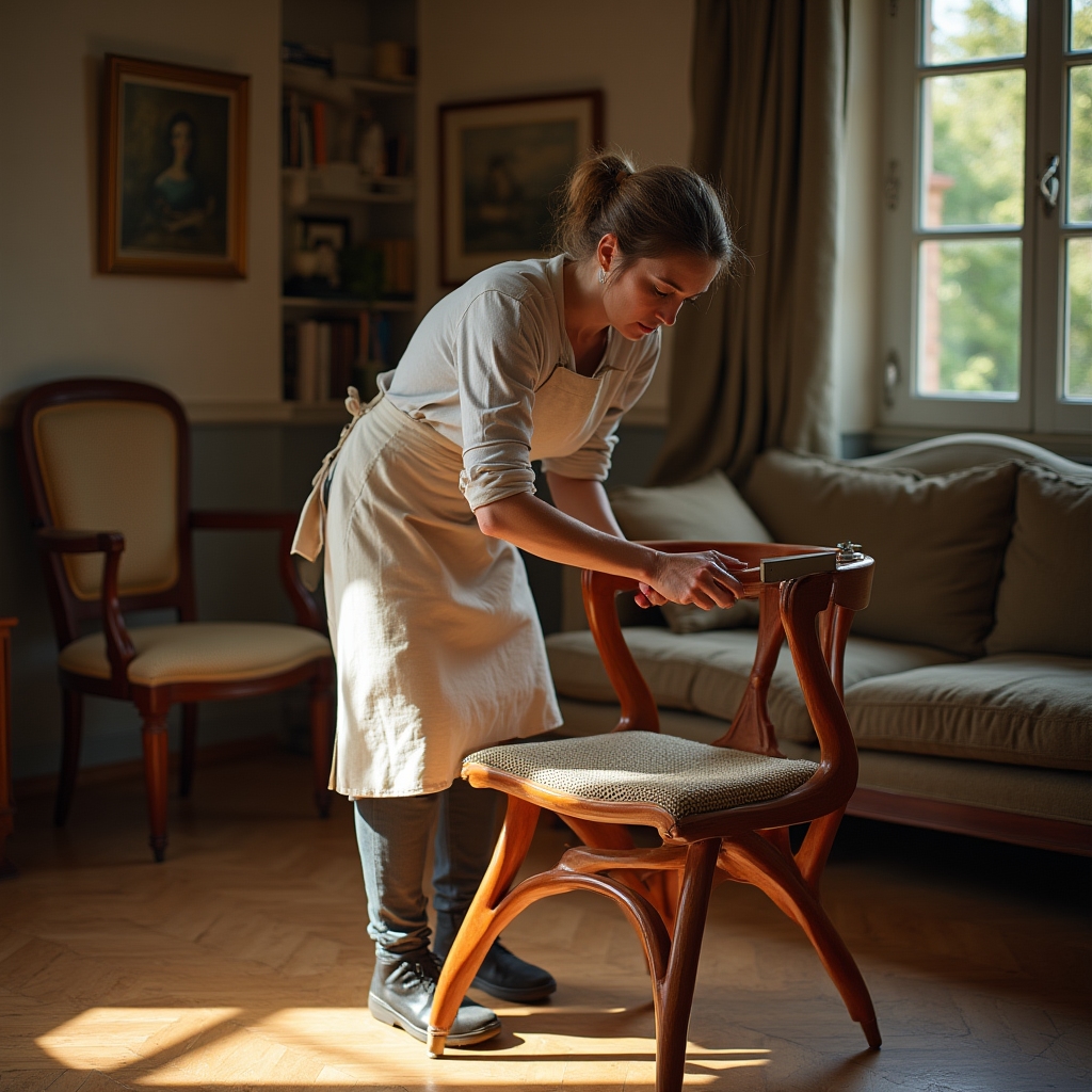 Riparazione strutturale di sedia vintage anni cinquanta